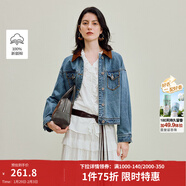 茵曼（INMAN） 章若楠同款復古短款牛仔外套秋長(cháng)袖上衣 牛仔藍-18538234 XL