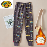 G.duck小黃鴨兒童加厚加絨保暖褲男童女童秋褲單條寶寶中大童打底襯線(xiàn)褲 男童-咖啡小車(chē)(中厚加絨) 95 建議身高165cm左右