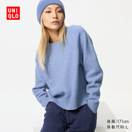 優(yōu)衣庫女裝舒芙蕾圓領(lǐng)針織衫/毛衣毛衫479157 62 粉藍色 L