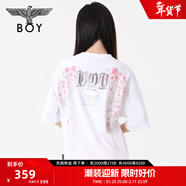 BOY LONDON【繁花】潮牌情侶款短袖櫻花翅膀花卉印花T恤N01712 白色 XS