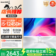 長(cháng)城凌云B24 23.8英寸一體機電腦商用辦公家用臺式整機 政府補貼 (12代i5 12450H 16G+512G WiFi6）