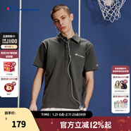 Champion冠軍t恤2024春夏新款美式風(fēng)休閑刺繡logo短袖POLO衫上衣 深灰色 M