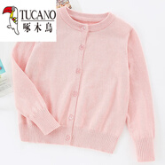 啄木鳥(niǎo)（TUCANO）2025新款女裝寬松針織開(kāi)衫純·棉春秋外套純色百搭圓領(lǐng)毛衣針織衫 粉色 XS 150/80A