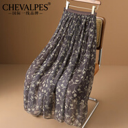 CHEVALPES國際一線(xiàn)品牌波西米亞度假風(fēng)飄逸碎花長(cháng)裙女夏季設計感2025咖啡色 棕色 有里襯 M 90-110斤