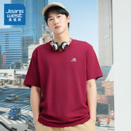 真維斯（Jeanswest）【商場(chǎng)同款】男士2025夏季新款純棉舒適簡(jiǎn)約V領(lǐng)短袖t恤上衣 橙梅紅2280 S 170/88A