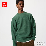 優(yōu)衣庫男女裝souffle yarn舒芙蕾圓領(lǐng)針織衫毛衣毛衫479235 54 綠色 XL /180/108B