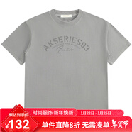 AKSERIES25新款復古短袖T恤男小印花純色簡(jiǎn)約舒適易搭AK男裝2500002 淺灰 XL