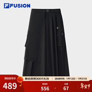 FILA FUSION斐樂(lè )潮牌女裝褲冬季新款時(shí)尚休閑寬松工裝褲裙褲 正黑色-BK S 160/62A/S
