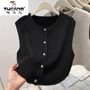 啄木鳥(niǎo)（TUCANO）時(shí)髦女2026冬季新款針織馬甲背心疊穿外搭秋上衣毛衣坎肩開(kāi)衫 黑色 M