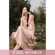 謎秀2025夏季新款小個(gè)子鏤空繡花綁帶小衫+A擺半裙套裝兩件套女 粉色 M