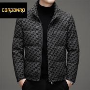 CARDANRO奢侈品牌高端立領(lǐng)羽絨服男冬季加厚時(shí)尚高檔感歐洲站字母印花外套 黑色 4XL 195