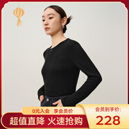 敦奴（DUNNU）2024秋冬新款修身顯瘦打底衫肌理感提花上衣 正黑色 XL