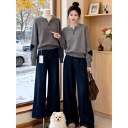 鹿王戀雪半拉鏈短款針織毛衣女秋冬季2025新款軟糯休閑百搭打底針織衫上衣 A7948灰色 41 M