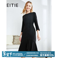 愛(ài)特愛(ài)（EITIE）秋冬商場(chǎng)同款優(yōu)雅通勤百搭收腰魚(yú)尾七分袖連衣裙女包臀6007747 黑20 2XL 44