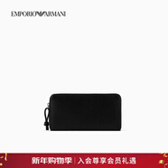 EMPORIO ARMANI/阿瑪尼官方旗艦【新年禮物】男女拉鏈錢(qián)夾錢(qián)包卡包秋冬 80001-黑色