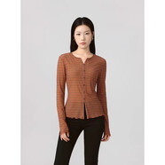 GIRDEAR商場(chǎng)同款女裝2026春秋新款氣質(zhì)百搭圓領(lǐng)印長(cháng)袖襯衫130098 桔色 L