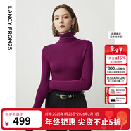 朗姿騏驥紅【羊毛Basic衣櫥】純羊毛毛針織衫冬季新款修身長(cháng)袖毛衣 紫紅色 2XL