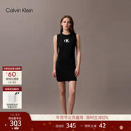 Calvin KleinJeans25夏季女士潮流休閑通勤ck印花純棉無(wú)袖針織背心連衣裙