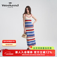 卓雅周末（JORYA weekend）24夏季新款撞色彩虹條紋涼感針織長(cháng)款吊帶連衣裙EJWEBF03 彩虹條紋 M