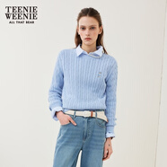 Teenie Weenie【趙露思同款】小熊女裝毛針織衫26年春季新時(shí)髦復古絞花圓領(lǐng)開(kāi)衫 B-淺藍色 M