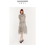 LULUALWAYS我愛(ài)露露24夏季新款優(yōu)雅浪漫飄逸氣質(zhì)女神范長(cháng)款連衣裙 淺綠色 M