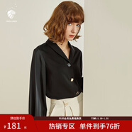 范思藍恩春秋新款雪紡白襯衫女設計感小眾復古港味職業(yè)裝襯衣女 黑色 M