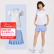 川崎（KAWASAKI）羽毛球服女神運動(dòng)套裝女夏季短袖T恤運動(dòng)裙繁花似錦運動(dòng)服速干衣 繁花似錦 A2948 紫藍色套裝 2XL