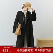 范思藍恩22FS4099西裝式雙面呢子大衣女中長(cháng)款秋冬韓系羊毛呢外套 氣質(zhì)黑 XS