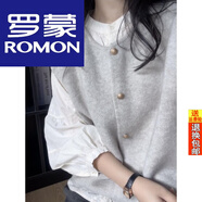 羅蒙（ROMON）早秋新款2026韓國寬松外毛衣女士馬甲針織背心背心分層無(wú)袖上衣婦 花米色 S _建議70--95斤