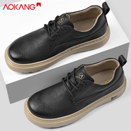 奧康（Aokang）時(shí)尚男士商務(wù)休閑皮鞋2026年新款布洛克皮鞋男士潮百搭低 紳士黑 標準運動(dòng)鞋碼數 40