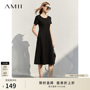 AMII女裝2025法式復古a字連衣裙女夏季新款赫本風(fēng)顯瘦圓領(lǐng) 黑色 （建議拍大一碼） L 165/88A