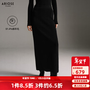 艾諾絲雅詩(shī)【商場(chǎng)同款】2025冬季新款通勤中長(cháng)款優(yōu)雅包臀羊毛半身裙41013598 黑色 L
