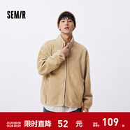 森馬（Semir）外套女抗靜電搖粒絨修身刺繡百搭2024冬季立領(lǐng)插肩袖夾克 [男女同款]駝色(女生可拍小一碼) S