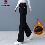 AEMAPE高級灰運動(dòng)闊腿褲女2026春秋冬新款高腰直筒寬松加絨休閑褲長(cháng)褲子 黑色加絨 加絨 L 28
