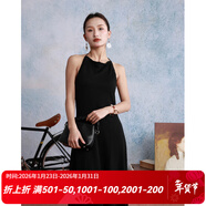 西町村屋（SETIROM）抽繩串珠長(cháng)款吊帶裙女春夏新款復古無(wú)袖連衣裙XXAA10007 黑色 均碼