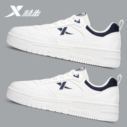 特步（XTEP）男鞋板鞋男2025冬季新款休閑鞋防水滑板鞋小白鞋子男士旅游運動(dòng)鞋 帆白/墨青藍/0024 41