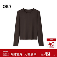 森馬（Semir）長(cháng)袖T恤女吸濕發(fā)熱抗菌緊身內搭2024圓領(lǐng)抓絨套頭衫109724101007