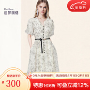 迪菲麗格高端精致連衣裙2025女新款夏季印花高級氣質(zhì)收腰a字裙子 圖片色 2XL