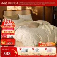 水星家紡新年床上四件套 60支長(cháng)絨棉純棉 高級感輕奢裸睡套件 被套床單 (清新碎花&A類(lèi)抑菌)鎏金碎蕊 1.8米床 床單款 （被套220*240cm）