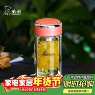希諾（heenoor）雙層玻璃杯家用辦公水杯女高顏值過(guò)濾泡茶杯子X(jué)N-9350橙色 200mL