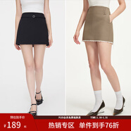 范思藍恩秋季高腰短裙女2024新款灰色氣質(zhì)通勤淑女韓版小A字裙子女送腰帶 黑色 XS