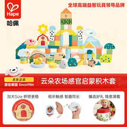 Hape寶寶木質(zhì)早教玩具云朵農場(chǎng)感官啟蒙積木桶男孩女孩生日禮物E7550