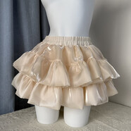 MBU芭蕾風(fēng)白色多層蛋糕裙女松緊腰短裙顯瘦日系甜美蓬蓬裙百搭半身裙 杏色 均碼