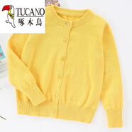 啄木鳥(niǎo)（TUCANO）2025新款女裝寬松針織開(kāi)衫純·棉春秋外套純色百搭圓領(lǐng)毛衣針織衫 黃色 XL 175/96A