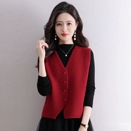 【爆款熱賣(mài)】針織毛線(xiàn)馬甲女外穿新款配裙子疊穿坎肩短款毛衣背心 紅色【加厚保暖】 M （推薦90-105斤）