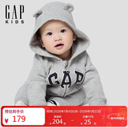 蓋璞嬰兒2025秋季新款字母logo抓絨連帽開(kāi)襠連體衣兒童裝805374