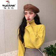 啄木鳥(niǎo)（TUCANO）高領(lǐng)打底衫女秋冬內搭洋氣百搭加厚毛衣2025年新款冬季長(cháng)袖上衣潮 黃色 XL