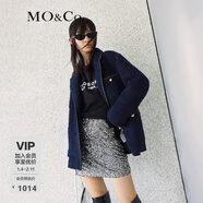 MO&Co.小香風(fēng)西裝權力外套羊毛混紡休閑西裝夾克外套女呢子外套 藍黑色-第2批 XS 155