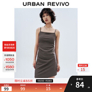 UR夏季新款女裝潮流不規則下擺收褶吊帶連衣裙UWV740053 中灰 XS