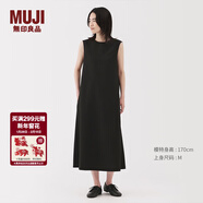 MUJI女式易干彈力泡泡紗無(wú)袖連衣裙女裝裙子長(cháng)裙25年夏季連身裙 黑色 S （155/80A）